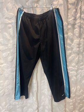 Vintage Nike black track pants with blue stripes